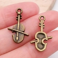 Colgante de violín de bronce antiguo para joyas DIY, vista frontal y trasera set - Violín (5005)