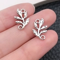 Antieke zilveren bladhangers van legering voor DIY-sieraden met fijne nerven - Antiek Zilveren Tak (3569)