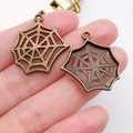 Colgantes de telaraña de bronce para creación de joyas y accesorios Halloween - Estilo de Telaraña (20106) / 1 Pieza (22x25.5mm) / Bronce Antiguo