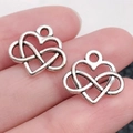 Vintage zilveren oneindigheid hartbedels voor DIY sieraden en handgemaakte kettingen - Antiek Zilveren Infinity Hart Opengewerkt (16165)
