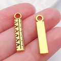 Colgantes de regla en oro pulido con escala grabada para joyería artesanal - Regla de Herramienta Oro Antiguo (20240)