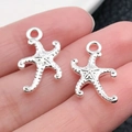 Colgantes de estrella de mar de aleación de plata para collares y pulseras de DIY - Estrella de Mar Océano Plata Brillante (20692)
