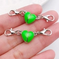 Lichtgevende groene hart magneetsluiting met dubbele karabijnsluiting voor DIY - Groen Hart Magneetsluiting / Ong. 42x10mm