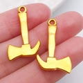 Set de dos colgantes con forma de hacha dorada para bisutería y collares DIY - Hacha de Herramienta Oro Antiguo (20386)