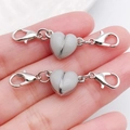 Magnetische hartsluiting met dubbele karabijnsluitingen voor kettingen of armbanden - Grijs Hart Magneetsluiting / Ong. 42x10mm