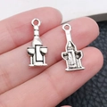 Vintage zilveren wijnfles en glas legering bedeltjes voor DIY sleutelhangers en sieraden - Wijnglas (10566)