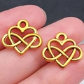 Gouden hart- en infinity hanger van legering voor doe-het-zelf handgemaakte sieraden - Antiek Gouden Infinity Hart (19988)
