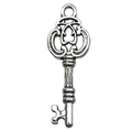 Colgante de llave vintage de aleación plateada con diseño de volutas para joyería DIY - Llave Pequeña Plata Antigua (3112)