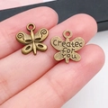 Colgante mariposa de aleación bronce antiguo con texto Created for You para joyería DIY - Estilo Mariposa Grabado Bronce Antiguo (20156) / 13x13mm
