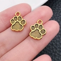 Goldener Katzenpfote-Legierungsanhänger mit Streifen für DIY-Schmuck und Halsketten - Antikgold Gestreifte Pfote (20604)