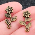 Bronzen vintage bloemhangers van legering met vijf bloemblaadjes voor sieraden - Antique Bronze Long Flower (19x10mm)