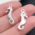 Colgante de caballito de mar en aleación plateada para joyería DIY detallada - Caballito de Mar Océano Plata Brillante (20700)