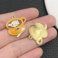 Yellow enamel coffee cup charms with golden metal back and heart detail for DIY jewelry - Yellow Enamel Coffee Cup (21152)