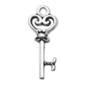 Colgante de llave de corazón vintage en aleación de plata antigua para joyería DIY - Llave de Plata Antigua (6722)