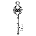 Colgante de llave de corazón vintage en plata envejecida con detalles calados - Llave Plata Antigua (6804)