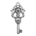 Colgante de llave de corazón vintage en plata antigua para creación de joyas DIY - Llave Plata Antigua (6863)