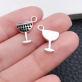 Vintage zilveren wijnglas hangers van legering met oogjes voor DIY-sieraden maken - Wijnglas (20202)