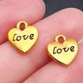 Gouden hartvormige hanger van legering met Love-gravure voor DIY sieraden - Antiek Gouden Love Hart (19995)