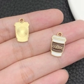 Vintage gold alloy coffee cup pendant with enamel finish for DIY jewelry and keychains - Enamel Coffee Cup (21182)