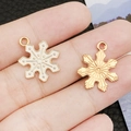 Goldene Schneeflocken-Anhänger mit Emaille für DIY-Schmuck und Armband-Zubehör - Weiße Emaille Weihnachtsschneeflocke / 17x20mm