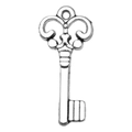 Colgante llave vintage de aleación de plata para creación de joyas DIY - Llave Pequeña de Plata Envejecida (7706)
