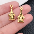 Antiek gouden wijnfles- en glasbedeltjes van legering voor creatieve sieraden - Wijnglas (20749)