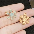 DIY Weihnachts-Schneeflocken-Anhänger in Gold und Hellblau für die Schmuckherstellung - Seeblaue KC Gold Emaille Weihnachten Schneeflocke / 18x22mm