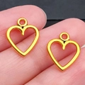 Holle gouden hartvormige hangers van legering voor doe-het-zelf kettingen - Antiek Gouden Hart (20000)