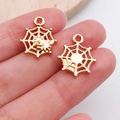 Colgantes de telaraña dorados para joyería de Halloween y diseño de accesorios DIY - Telaraña de Halloween (20073) / 1 Pieza (14x17mm) / Oro KC