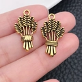 Vintage gouden tarwe-aar hangers van legering voor creatieve sieraden en sleutelhangers - Gerst Aar (20754)