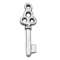 Colgante de llave vintage en aleación de plata con mango de corazón y trébol de cuatro - Llave Plata Antigua (17324)