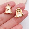 Set de colgantes de fantasma dorado con caras sonrientes y anillos para colgar - Fantasma de Halloween (20075) / 1 Pieza (14x17mm) / Oro KC