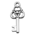 Colgante de llave vintage en aleación de plata para joyería DIY con diseño de trébol - Llave Pequeña Plata Antigua (17326)