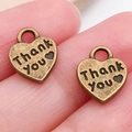 Antiek bronzen hartvormige hanger met Thank You gravure voor DIY sieraden - Antiek Brons Thank You Hart (7025)