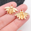 Colgantes de abeja dorada en aleación para joyas DIY, detalles de frente y dorso - Estilo Abeja Oro KC (18333) / 21x16mm