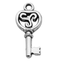 Colgante llave de corazón en aleación plata antigua con triskelion para joyas DIY - Llave Plata Antigua (17327)