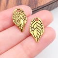 Set van twee antieke gouden bladhangers met nervures voor DIY-sieraden maken - Antiek Goud Blad (19872)