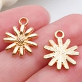 Gouden zonnebloem hanger van legering voor DIY sieraden met voor en achterkant - KC Gold Small Daisy (7x9mm)