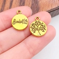 Gouden levensboom hanger en Beads of Life gravering voor DIY sieraden accessoires - Antiek Goud Ronde Levensboom (19877)