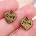 Vintage bronzen hartvormige hangers met Love-tekst voor DIY sieraden maken - Antiek Brons Love Hart (19944)
