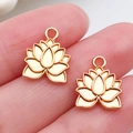 Gouden lotusbloem metalen hangers voor DIY sieraden maken en kettingwerk - KC Gold Lotus (13x11mm)