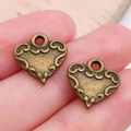 Set van twee vintage hartvormige hangers in antiek brons voor DIY sieraden maken - Antiek Brons Hart (19946)
