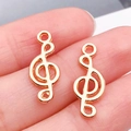 Colgantes de clave de sol en oro rosa para pulseras y collares de bricolaje - Nota Musical Pequeña (20942)