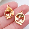 Gouden rozenhanger van legering met vintage reliëf en opengewerkte details - KC Gold Hollow Rose (18x12mm)