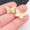 Colgantes de mariposa dorados de aleación para pulseras DIY con textura de doble cara - Estilo Mariposa Oro KC (20142) / 16x12mm