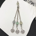 Bohemian silver chain tassel pendant with multicolor beads and Celtic knot charms - White Beads Antique Silver Ethnic Tassel Pendant (21110)