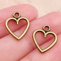 Vintage bronzen holle hartbedeltjes voor DIY-sieraden maken en armbanden maken - Antiek Brons Hart (19948)