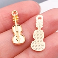 Colgantes de violín dorados de aleación con cuerdas detalladas y reverso texturizado - Guitarra (20943)