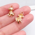Goldener Hunde-Anhänger aus Legierung für DIY-Schmuck mit glänzendem Metall-Finish - KC-Gold Sitzender Hund (20518)