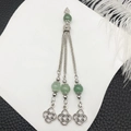 Bohemian silver tassel charm with green beads and Celtic knot pendants for DIY jewelry - Light Green Beads Antique Silver Ethnic Tassel Pendant (21113)